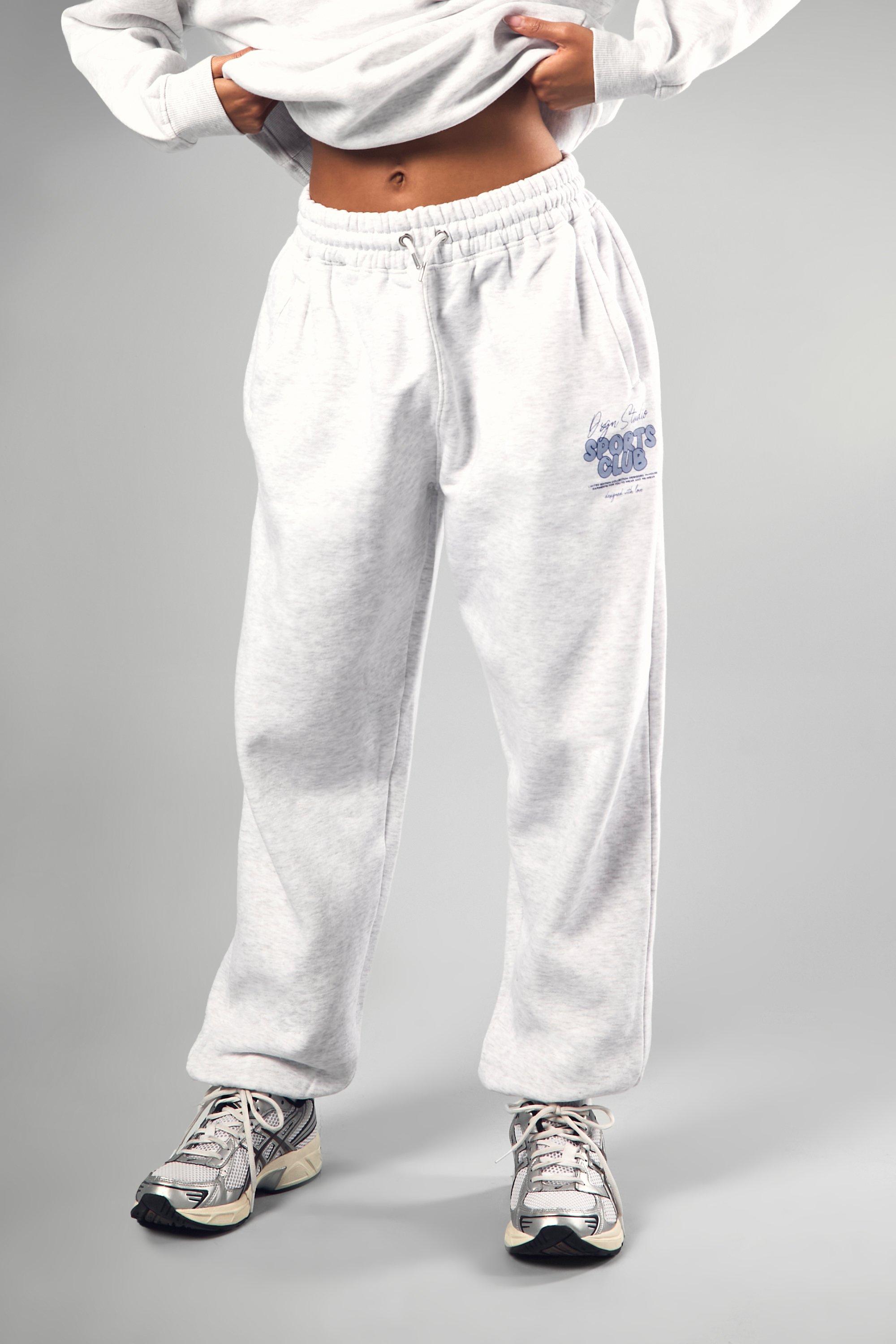 Ash Grey Dsgn Studio Sports Bubble Slogan Oversized Jogger boohoo UK
